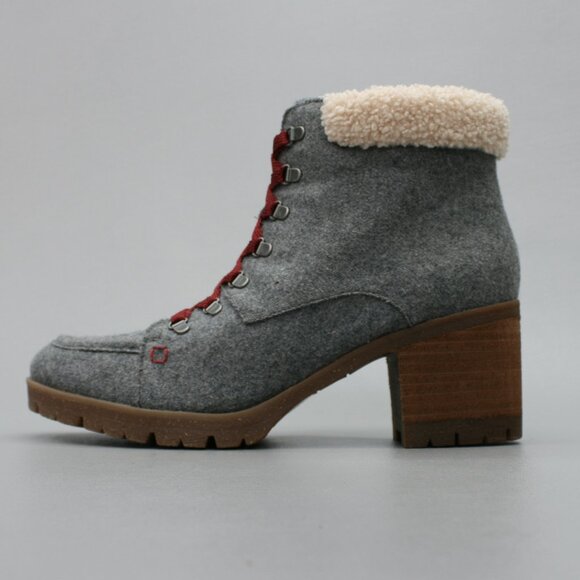 Korks Ease Ladies 9.5 Evie Gray Felted Wool Lace-up Ankle Heels Boots KR0009860 - Picture 2 of 12